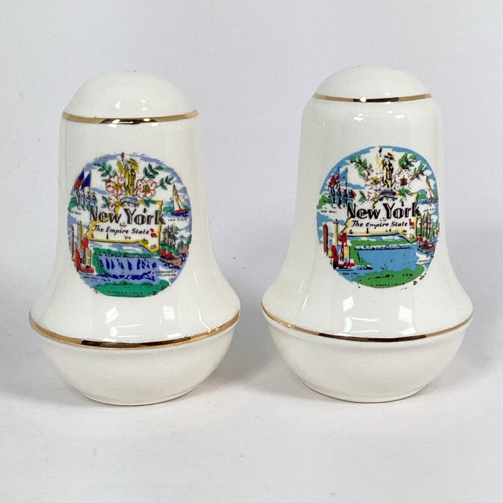 Vintage Souvenir New York The Empire State Ceramic Salt and Pepper Shakers